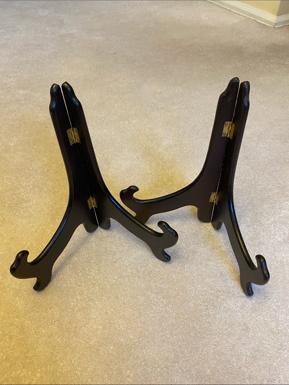 12" Set of 2 Easel Plate Holder Wooden Folding Display Stands Brown